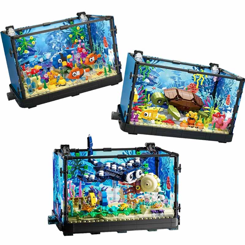 Aquarium Fish Lego - Işıklı Balık Tankı Yapı Taşı Seti,